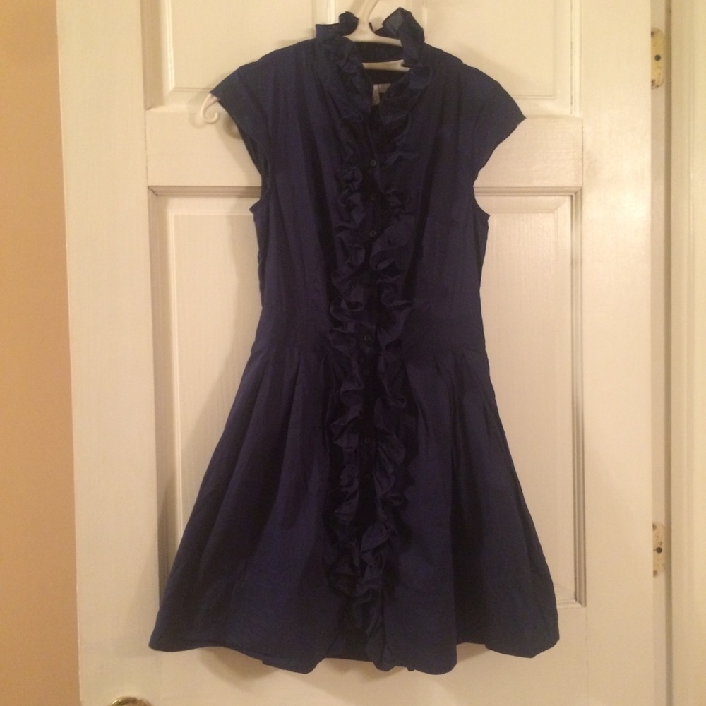 Navy cotton ruffled dress size 1